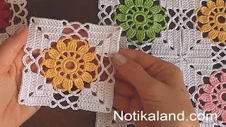 How to Crochet for Beginners Crochet Flower Square Motif  Step by step