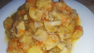 Картошка 🥔 с грибами тушеная в казане/Быстро и вкусно