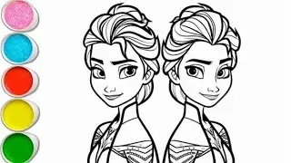 Elsa Frozen Drawing Twin , Painting and Coloring for kids, drawing, drawing for kids and toddlers