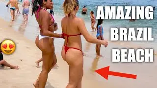 AMAZING 🇧🇷 Leblon Beach Walk ❤️ (Brazil Beach Walking Tour) Rio de Janeiro, Carnaval 2024 💋