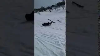 Guy Loses Balance and Falls Hard on Ground While Trying to Ski on Ramp - 1073575