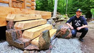 Hand-Cut Stairs from Stone & Timber! / Ep115 / Outsider Cabin Build