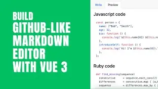 Vue 3 project - Build a GitHub-like Markdown Editor with Syntax highlights supports