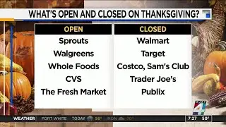 What's open and closed on Thanksgiving?