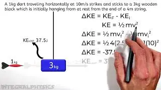 Worked Example | Dart Fired into a Block, How High Will They Swing? | Ballistic Pendulum