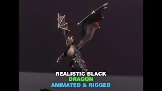 Realistic Black Dragon Animated 3d Model