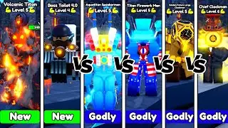 🔥Volcanic Titan & Boss Toilet VS EVERY BEST GODLY🤯ENDLESS MODE | Toilet Tower Defense