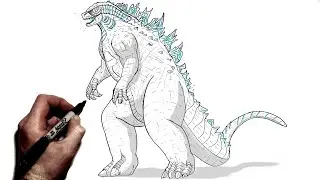 How To Draw Godzilla (Full Body) | Step By Step | Monsterverse