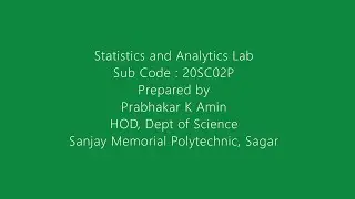 Statistics and Analytics Lab Experiment - 1