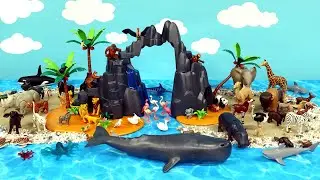 Fun Island Diorama with Safari Animal Figurines