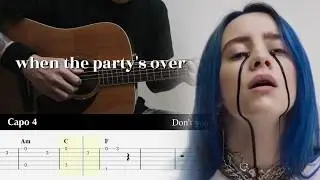 when the party's over - Billie Eilish - Fingerstyle Guitar TAB Tutorial