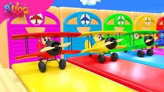 Five Little Monkeys | Colorful Airplane Song | BluLoo Nursery Rhymes & Kids Songs