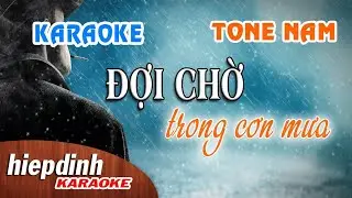 Karaoke Đợi Chờ Trong Cơn Mưa | Nhạc trẻ Tone Nam | Hiệp Định Studio