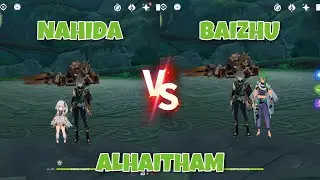 Alhaitham Team with Nahida vs with Baizhu Gameplay Comparisons! Can Baizhu Compete w/ Nahida???