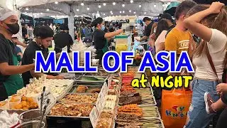 SM MALL OF ASIA at NIGHT! Weekend Walking Tour + Street Food in Philippines BIGGEST SHOPPING MALL!