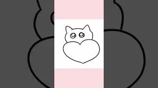 Как нарисовать Милого Котика на День Влюбленных | How to Draw a Cute Valentine #shorts