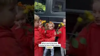 Big brother loves his 3 little sisters