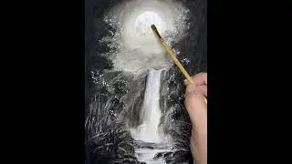 How to Draw Moonlit/ Moonlight Waterfall Scenery with Pencils | Easy Step by Step for Beginners