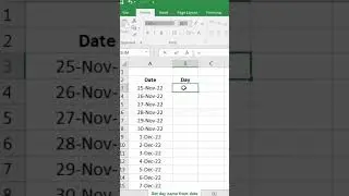 Get Day Name From Date in Excel | How To Extract Day From Date #shorts #exceltips