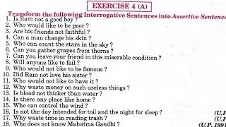 transformation exercise 4a | interchange interrogative sentence into assertive sentence |exercise 4b