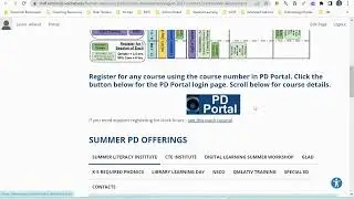 Summer PD Website: Navigating and Registering