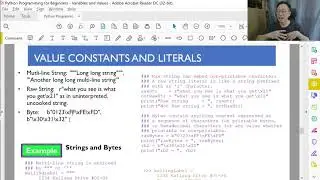 Python Programming - Variables And Values T04 - Value Constants And Literals (Part 2/2)