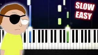 Evil Morty's Theme (For The Damaged Coda) - SLOW EASY Piano Tutorial by PlutaX