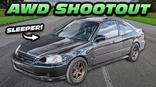 NO PREP Shootout! 900HP AWD Civic Battles G80 M3 | Evo X | Plaid Model X