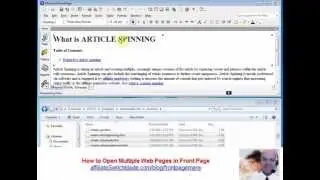 How to OPEN Multiple Web Pages Simutaneousely in FrontPage Html Editor