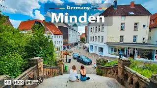 Minden, Germany 🇩🇪 Beautiful German Town Walking Tour ☀️ 4K 60fps HDR | A Summer Day Walk, 2023