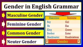 Gender in English Grammar | Masculine | Feminine | Common | Neuter | Vocabulary | Opposite words