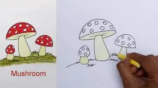 How to draw Mushroom for kids and beginners / Oil pastel step by step