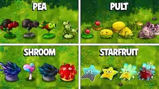 PvZ 4Team Fusion PEA x PULT x MUSHROOM x STARFRUIT - Which Team Plant Will Win ?