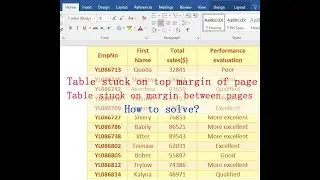 Table stuck on top margin of page and margin between pages, how to solve