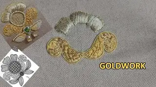 Goldwork, цветок, ч -3. Шов вприкреп