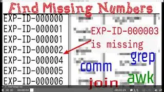 grep, join, comm, awk - finding missing numbers from a sequence