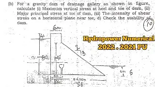 Hydropower Numerical | Drainage Gallery | 2020.2021 PU | Most important Questions