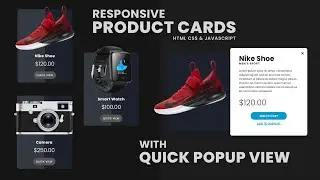 Responsive Product Cards | With Quick Popup View - Using HTML, CSS & Javascript