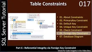 Constraints | Part 6 - Foreign Key Constraint | SSMS TSQL Tutorial #017