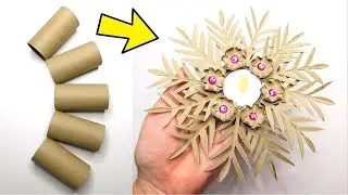 Flower Candle Holder DIY Tutorial 🌸 Toilet Paper Roll Reuse Idea ♻️ Handmade Home Decor Craft