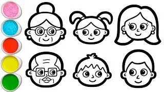 Grandparents and Grandchildren Drawing, Painting and Coloring for Kids, Toddlers | Easy Drawing 