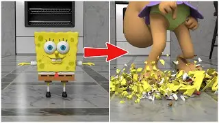 SpongeBob, Mr. Krabs,  Squidward & Patrick Getting Smashed!