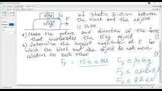 IB Physics A2 SL HL Ex. 10 (Specimen 2025 Paper 2 Q1). Static friction between blocks