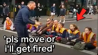 Protestors Block Man From Going To Work..