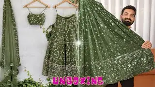Green color Designer Sequence & Embroidery work Lehenga choli for Any Function || Unboxing & Review