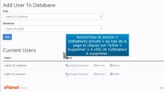 cPanel : comment retirer un utilisateur d'une base de données MySQL