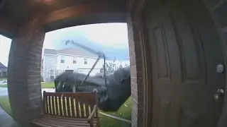 Viewer video: Trampoline goes flying into side of Conroe home