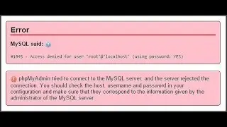 How to remove phpMAdmin Access denied Error #1045 in wamp server