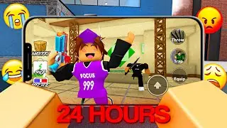 PLAYING MM2 On MOBILE For 24 HOURS.. 😱 (Murder Mystery 2)