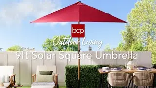 Best Choice 9ft Square Solar Patio Umbrella—Elegant Quality Coverage